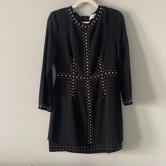ALC Black Madison Studded Embellished Cady Stretch Crepe Dress - Picture 2 of 5